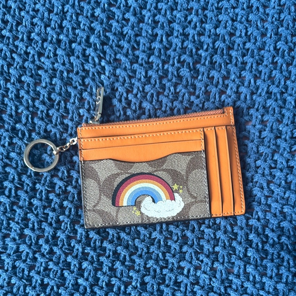 Coach Orange and Brown Card Holder